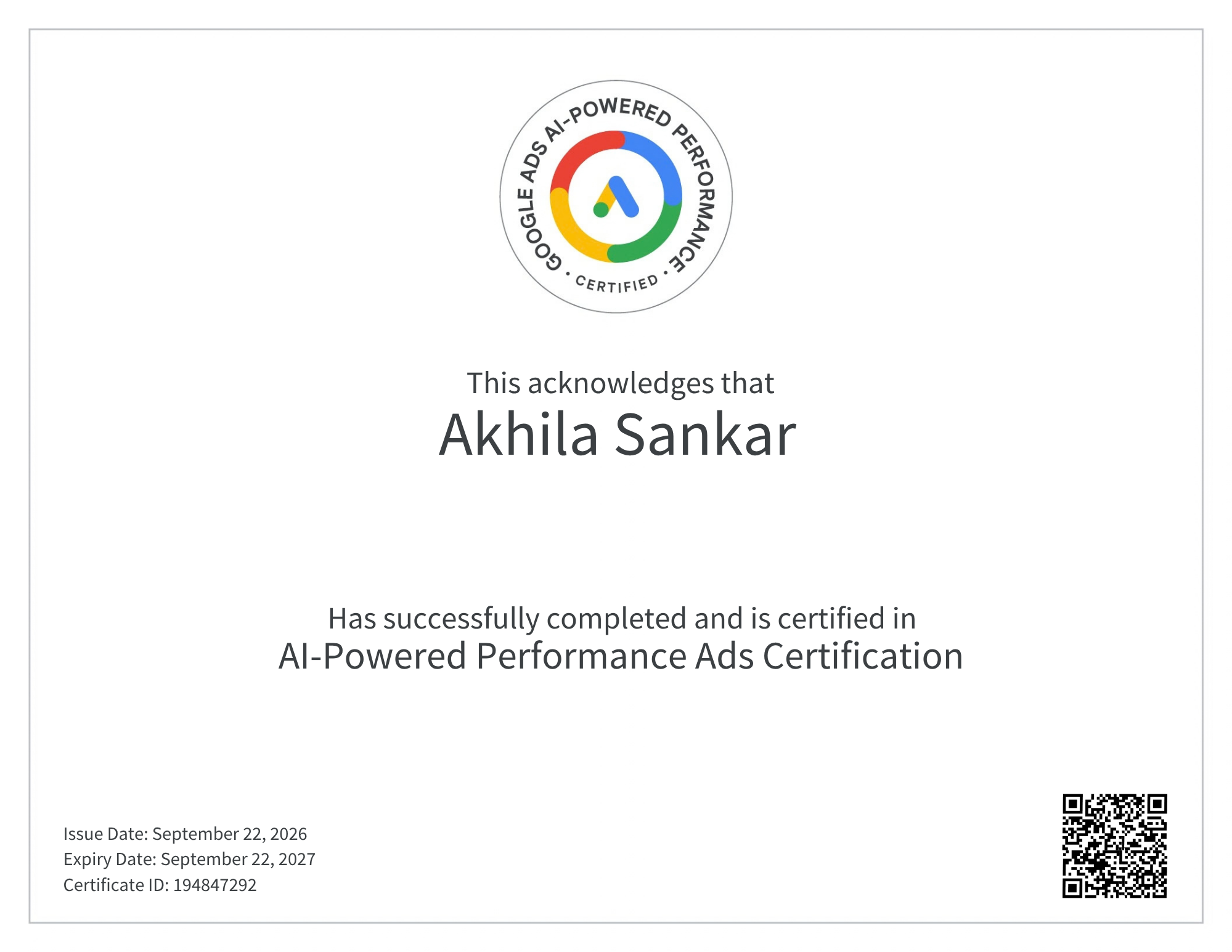 AI Powered Performance Ads Certification